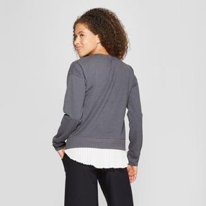 Mpg sport mixed media pleated top shirt gray New